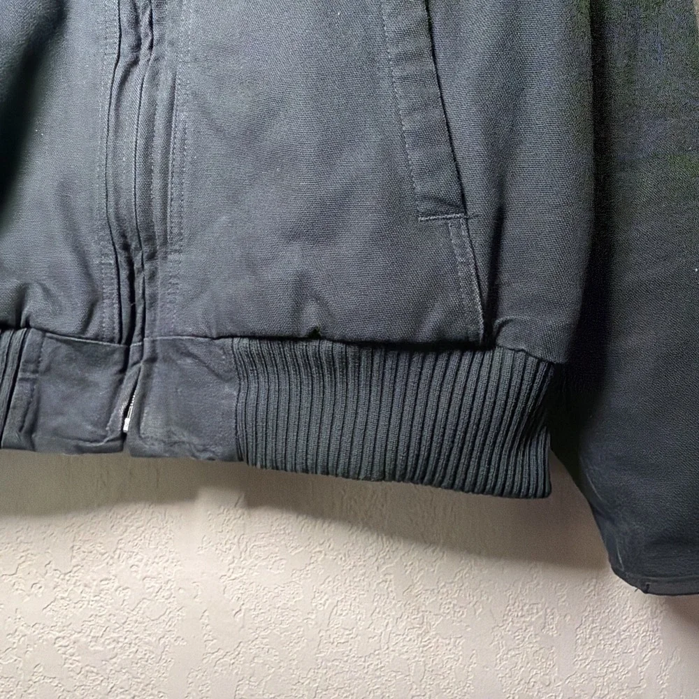 Carhartt Jacket Mens L Duck Insulated 104050 BLK Thinsulate Coat Hooded Canvas